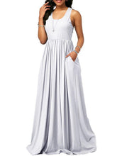 Plain U neck Women Sleeveless Maxi Dresses